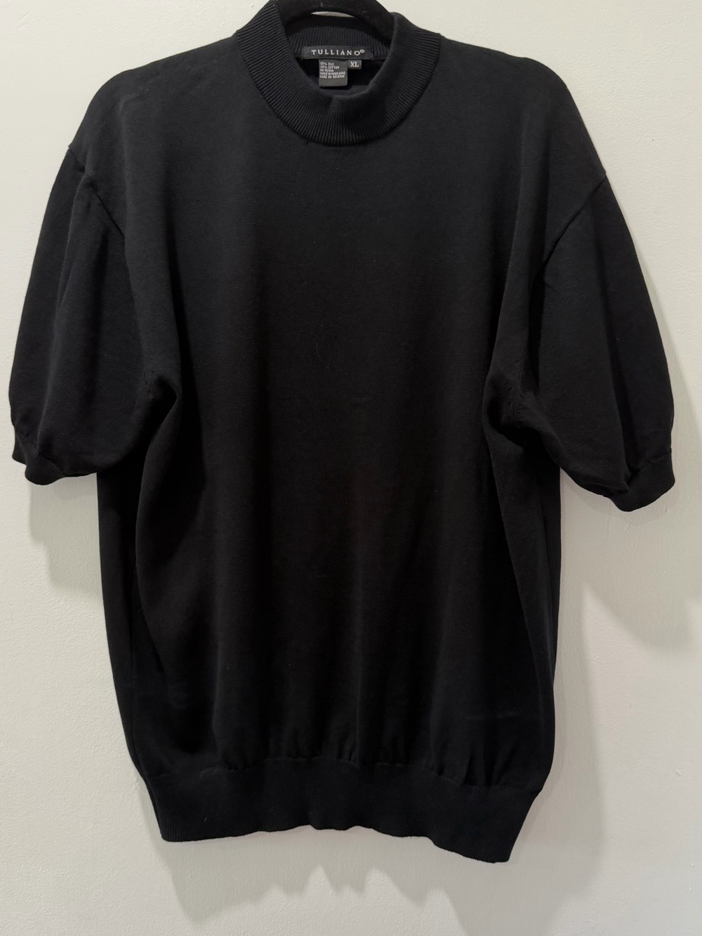 Tulliano Black Short-Sleeve Men's Cardigan Sweater